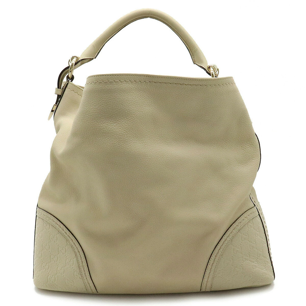Gucci Guccissima Shoulder Bag Hobo Leather Ivory White